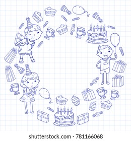 Happy birthday vector design Birthday hat Party and celebration. Kindergarten children, school kids party. Vector illustration.