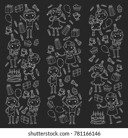 Happy birthday vector design Birthday hat Party and celebration. Kindergarten children, school kids party. Vector illustration.