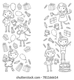 Happy birthday vector design Birthday hat Party and celebration. Kindergarten children, school kids party. Vector illustration.