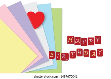 Happy birthday vector design with  hearth , book for greeting card
