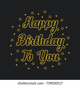 Happy Birthday Vector Design Isolated on Black Background