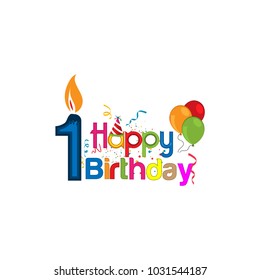 Happy birthday vector design with number one. for a one year old child