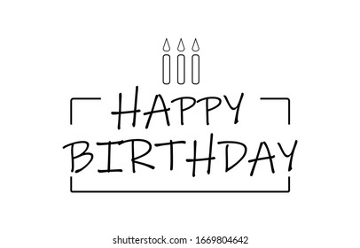 Happy birthday vector design for postcard or greeting isolated on white background. 