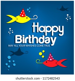Happy birthday vector design with seabed background