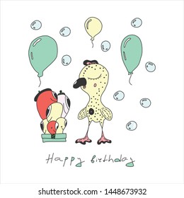 Happy birthday vector design with smileys wearing a birthday hat. bright illustration with funny characters. suitable for postcards or web greetings.