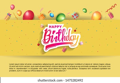 happy birthday vector design with typography and birthday element for celebration, background, template, invitation and greeting card