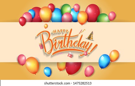 happy birthday vector design with typography and birthday element for celebration, background, template, invitation and greeting card