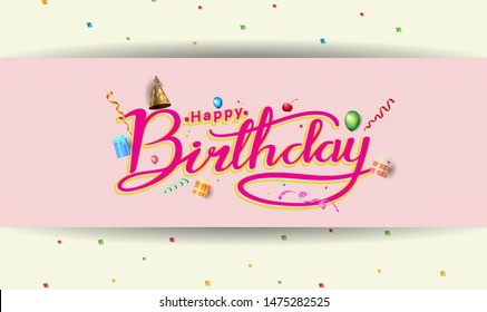 happy birthday vector design with typography and birthday element for celebration, background, template, invitation and greeting card