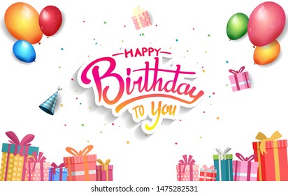 happy birthday vector design with typography and birthday element for celebration, background, template, invitation and greeting card