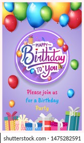 happy birthday vector design with typography and birthday element for celebration, background, template, brochure, invitation and greeting card