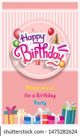 happy birthday vector design with typography and birthday element for celebration, background, template, brochure, invitation and greeting card