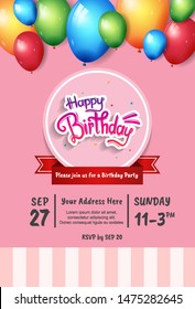 happy birthday vector design with typography and birthday element for celebration, background, template, brochure, invitation and greeting card