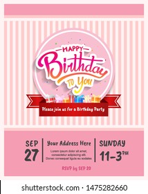 happy birthday vector design with typography and birthday element for celebration, background, template, brochure, invitation and greeting card