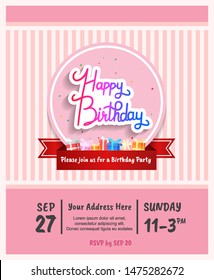 happy birthday vector design with typography and birthday element for celebration, background, template, brochure, invitation and greeting card