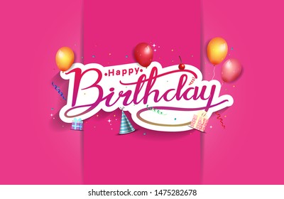 happy birthday vector design with typography and birthday element for celebration, background, template, invitation and greeting card