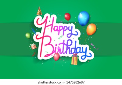 happy birthday vector design with typography and birthday element for celebration, background, template, invitation and greeting card