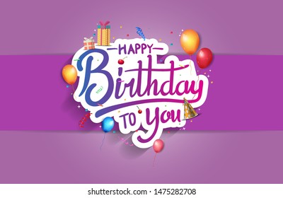 happy birthday vector design with typography and birthday element for celebration, background, template, invitation and greeting card