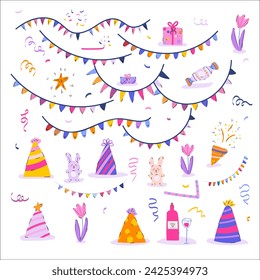  Happy Birthday vector elements set