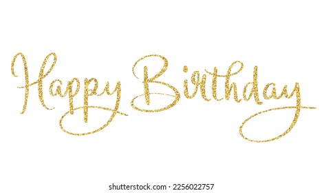 HAPPY BIRTHDAY vector gold glitter brush lettering banner