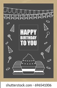 Happy Birthday. Vector greetings on chalkboard
