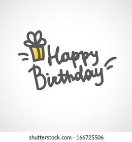 happy birthday, vector handwritten text