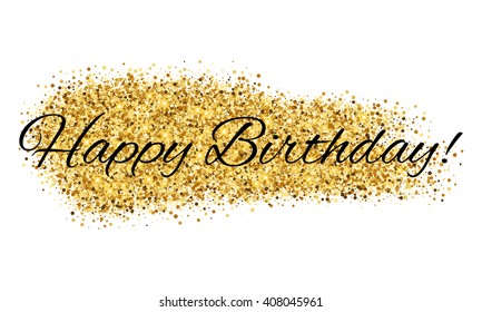 Happy Birthday vector icon on gold glitter