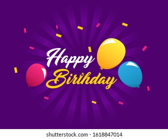 Happy Birthday Vector Illustration Balloonsgift Boxconfetti Stock ...