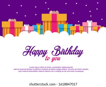 happy birthday vector illustration with balloons,gift box,confetti fit for cards,banners,poster