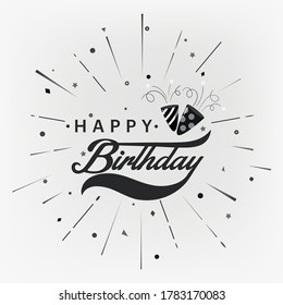 Happy Birthday vector illustration, Beautiful greeting card poster with calligraphy black text word star fireworks. Modern typography.