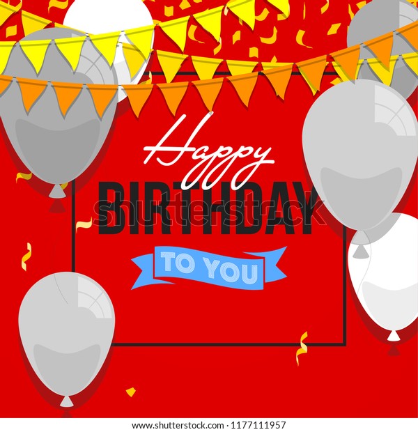 Happy Birthday Vector Illustration Colorful Flat Stock Vector Royalty Free