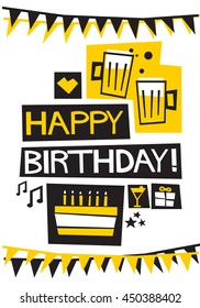 HAPPY BIRTHDAY (Vector Illustration in Flat Style Poster Design)