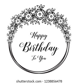 Happy birthday vector illustration with floral