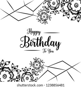 Happy birthday vector illustration with floral
