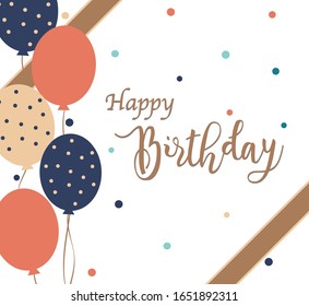 Happy birthday vector illustration, Luxury Gold and Pink foil balloons, Set of Balloons for Birthday