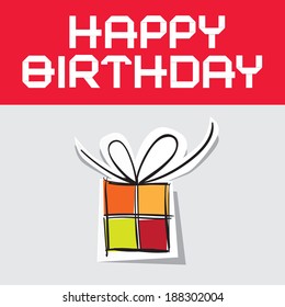 Happy Birthday Vector Illustration with Paper Gift Box