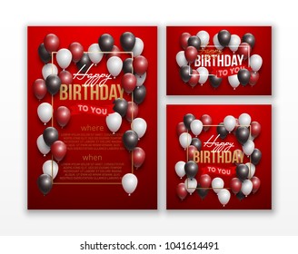 Happy Birthday Vector Illustration Set Golden Stock Vector (Royalty ...