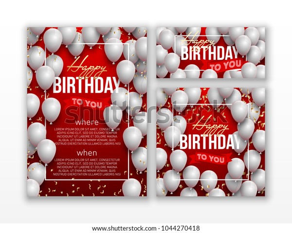 Happy Birthday Vector Illustration Set Golden Stock Vector (Royalty ...