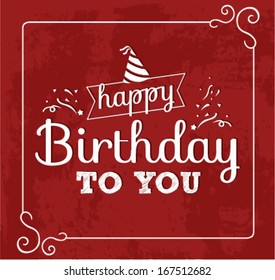 Happy Birthday Vector Illustration in Vintage Style