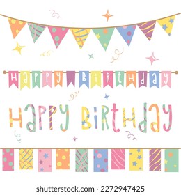 happy birthday, vector image of confetti flags for letter design decor