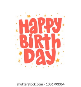 Happy Birthday vector lettering clip art isolated on white background. Handwritten typography greeting card. 