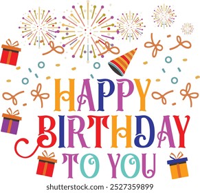 Happy Birthday. Happy Birthday vector lettering design. Modern calligraphy. Vector stock illustration