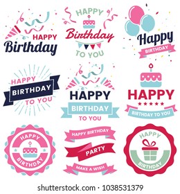 Happy Birthday Vector Logo For Banner, Poster, Flyer