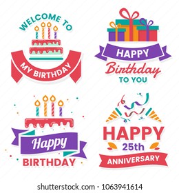 Happy Birthday Vector Logo for banner, poster, flyer