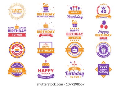 Happy Birthday Vector Logo For Banner, Poster, Flyer