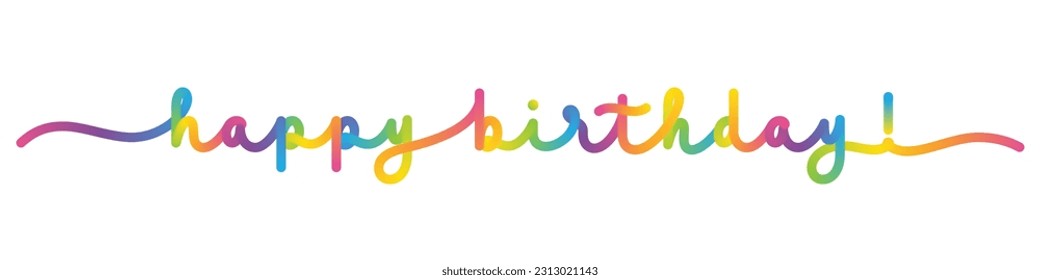 GLÜCKLICH BIRTHTAG! Vektormonoline-Kalligraphiebanner mit buntem Farbverlauf