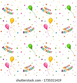 Happy birthday vector pattern. Balloons on a white background.