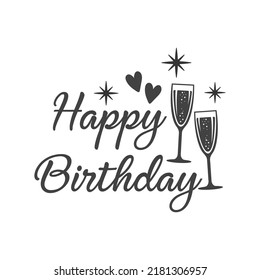 Happy birthday vector quote. Happy birthday wishes cute greeting card template. Isolated design element. Birthday phrase illustration.