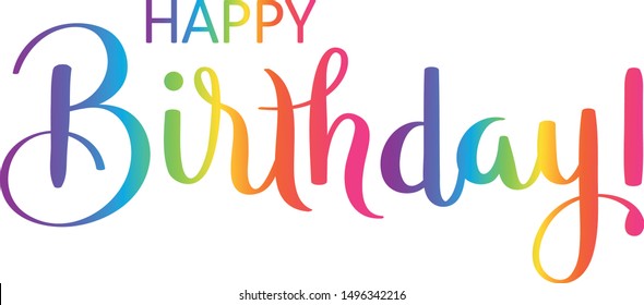 Happy Birthday Vector Rainbowcolored Brush Calligraphy Stock Vector ...