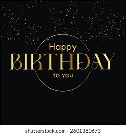 Happy Birthday vector realistic golden festival ribbon letter glitter silver glossy ball art design with black color background. Birthday background anniversary celebration fun. eps vector art.  
