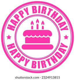 Happy birthday vector sign isolated on white background, festive happy birthday pink symbol